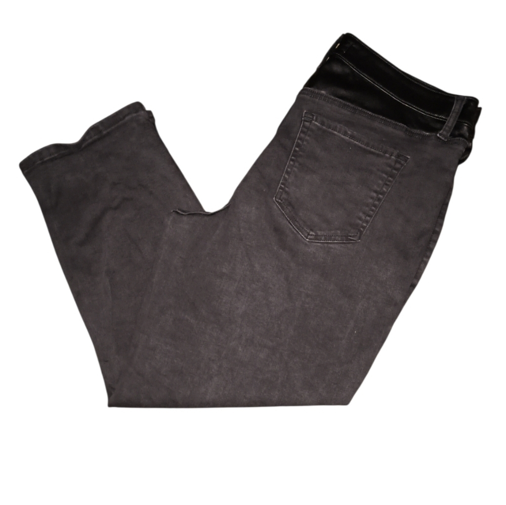 M Jeans By Maurice's Black Faux Leather Waist Slim Straight Ankle High-rise Jean